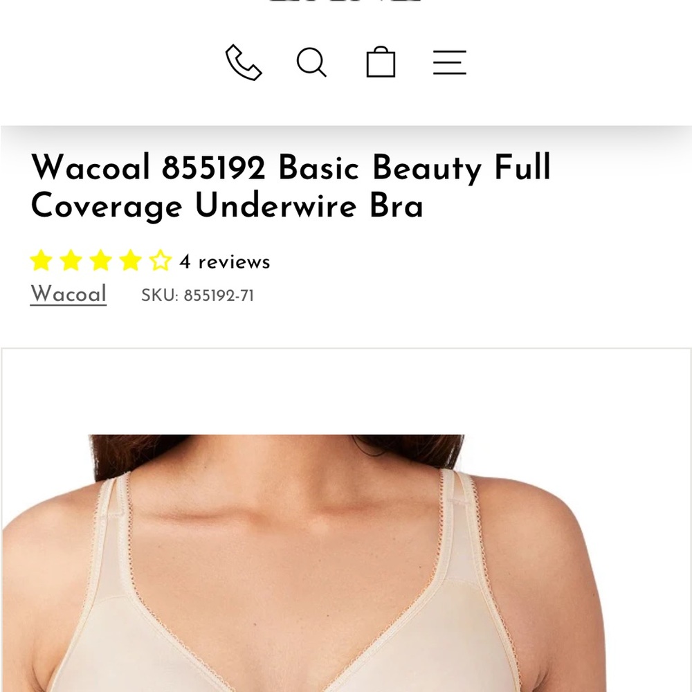 NWT Wacoal Basic Beauty Full Coverage Underwire Bra - Color: Sand. Size 34D.